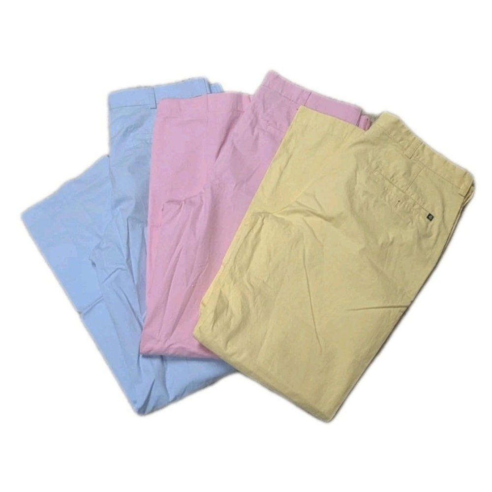 Brooks Brothers 346 Chino Pants Yellow Blue Pink Lot of 3 Men's 35 x 32